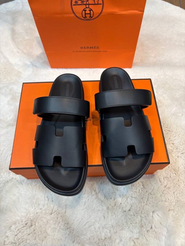 Hermes Chypre Sandal Black Leather
