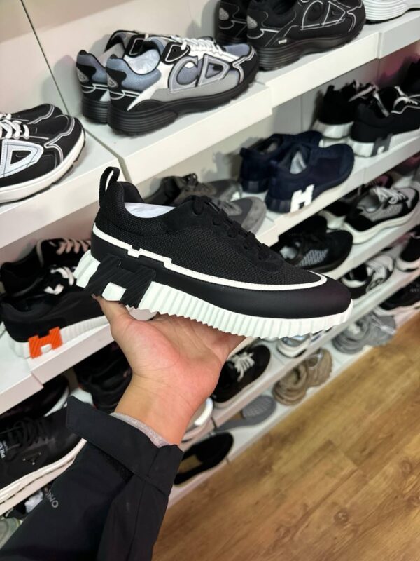 Hermes Bouncing Sneaker Black With White Stripes