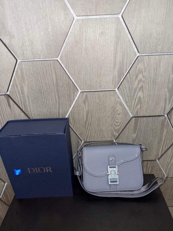 Dior Saddle Messenger Bag Grey Leather
