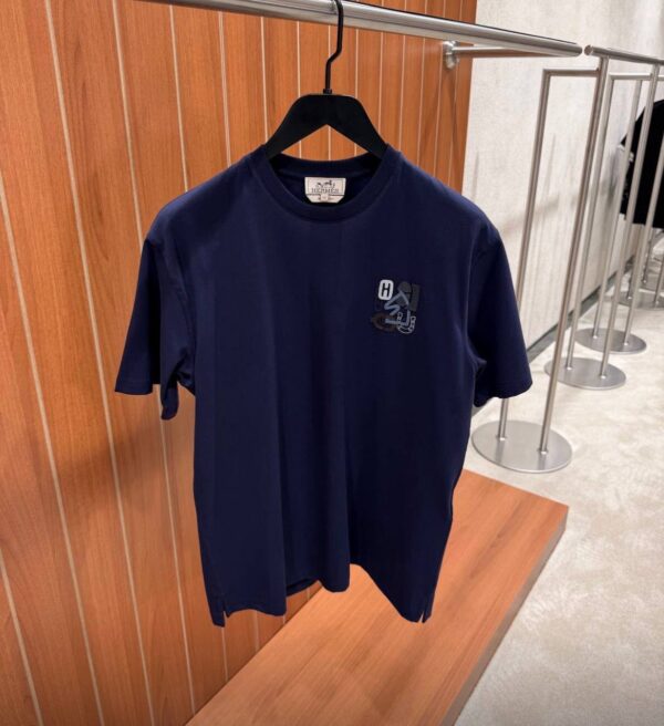 Hermes H-Puzzel T Shirt Donkerblauw