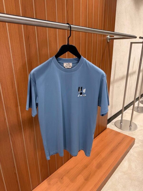 Hermes Mini Patch T-Shirt Lichtblauw