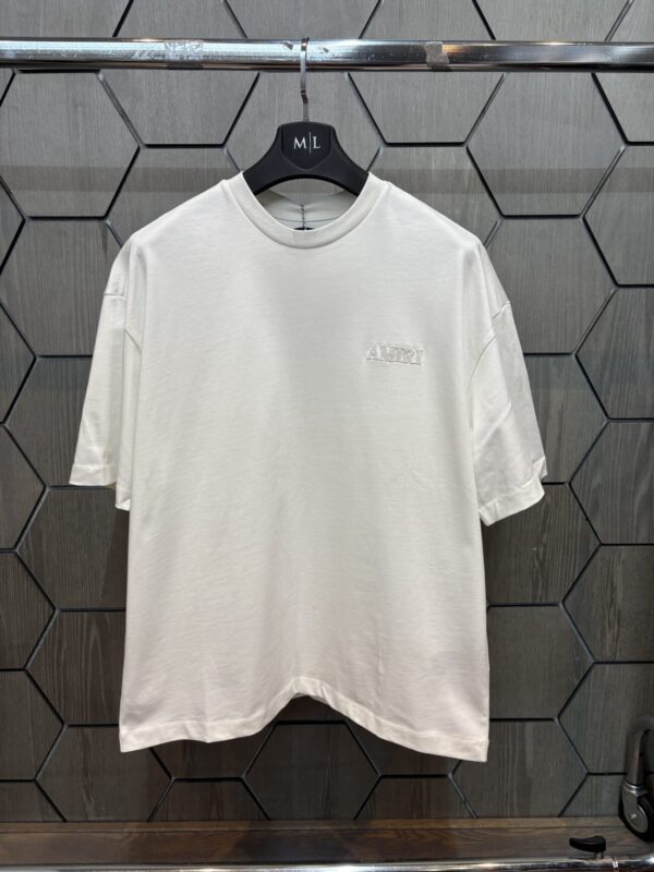 Amiri T-Shirt Geborduurd Wit met Achterkant Logo