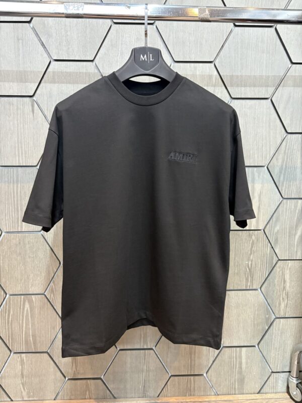 Amiri T-Shirt Geborduurd Zwart met Achterkant Logo
