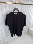 Hermes Embroid Zwart T-shirt witte rand