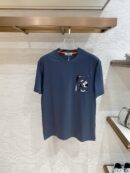 Hermes vakje T-shirt Lichtgrijs/blauw